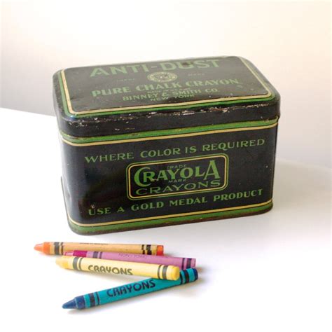 black metal 1930's crayon box|Metal Crayon Box .